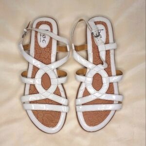 B.o.c. White Woven Strappy Bohemian Coastal Comfy Slingback Flat Sandals Sz 10